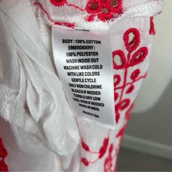 Crown & Ivy White Red Floral Embroidered Sleeveless NWT Top XXL - Picture 8 of 8